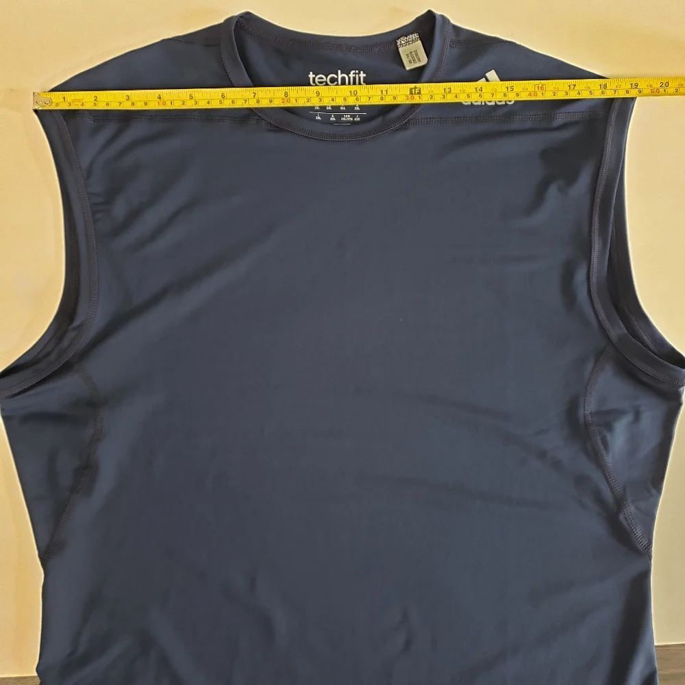 Adidas Navy Climalite Techfit Base Layer Compression Top 2XL Stretch Muscle Tank